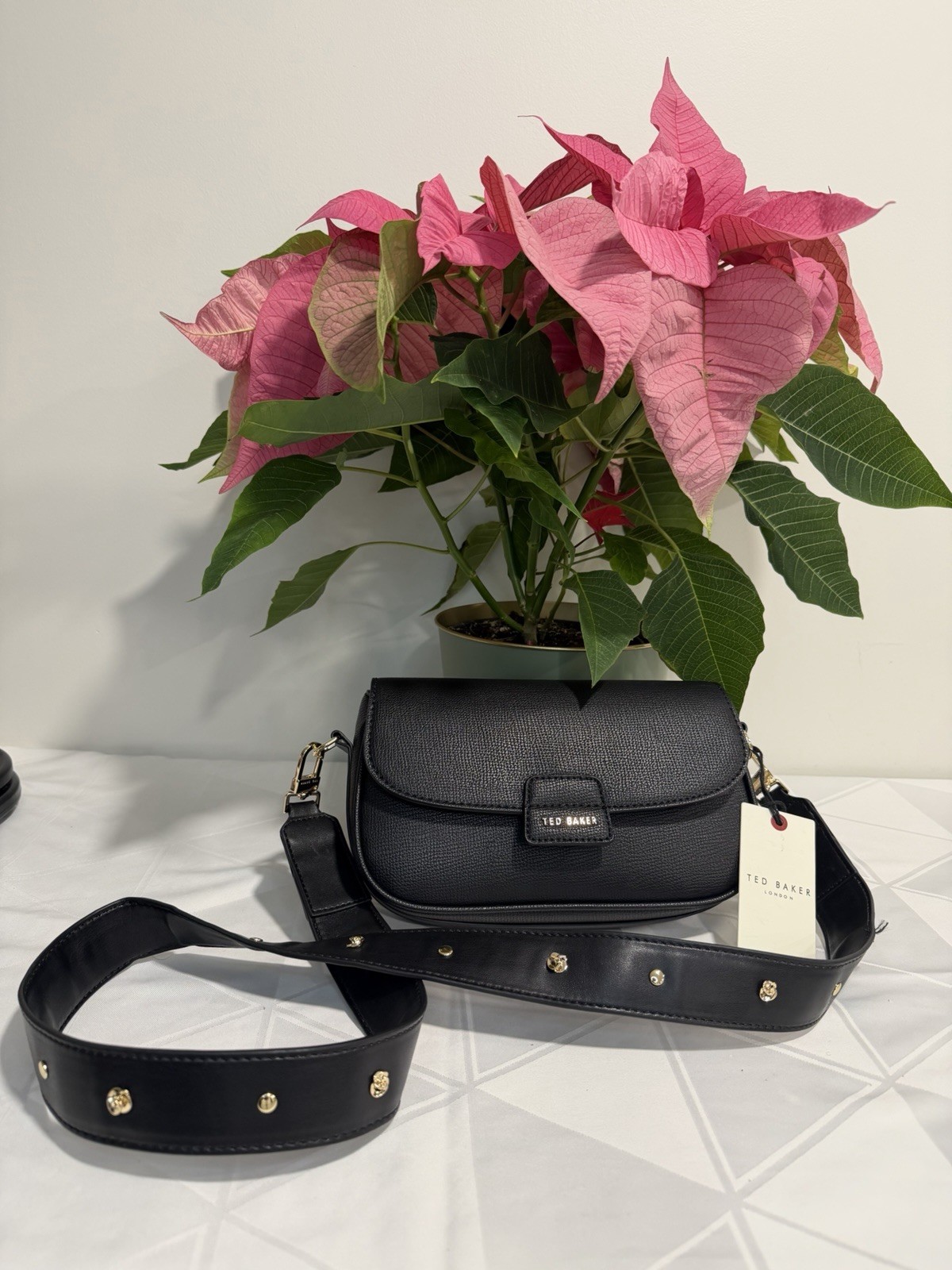 TED BAKER LONDON Logo-Embossed Crossbody Black Bag NWT