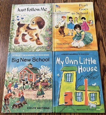 BIG NEW SCHOOL : My Own Little House : Follett Beginning-to-Read lot : vintage