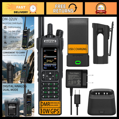 DMR Handheld Radio with USB-C Charging, GPS, 10W Long Range Walkie Talkie - Blac