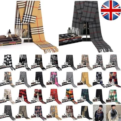 190 x 30cm Mens Womens Plaid Checked Scarf Cashmere Feel Warm Tartan Shawl UK