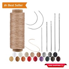 Waxed Thread 55 Yards, Leather Sewing Waxed Thread with Upholstery Needles Ha...