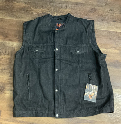 TRUE ELEMENT Mens DENIM SOA Club Style Vest w/ Concealed Carry Pockets