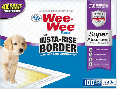 Four Paws Wee-Wee Super Absorbent Unscented Pee Pads for Dogs & Puppies with Ins