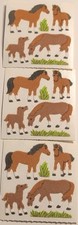 Sandylion Fuzzy Multicolor Horse Stickers 3 Squares Scrapbooking