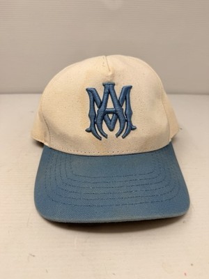 Amiri Two Tone MA Logo Hat Snap Back Cap White Blue Designer One