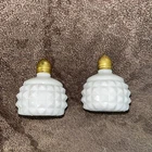 Vintage White Milk Glass Salt & Pepper Shakers Set Hobnail Made In Taiwan