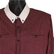 G By Guess Red Plaid Shirt Long Sleeve Button Down White Collar Mens XXL