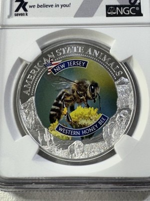 2022 Cook Islands $5 New Jersey Western Honey Bee Silver Graded MS