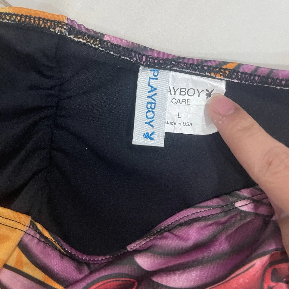 Vintage Y2K Playboy Size L Orange Ed Hardy Style/Rhinestone bathing Suit bottom - Image 3 of 4