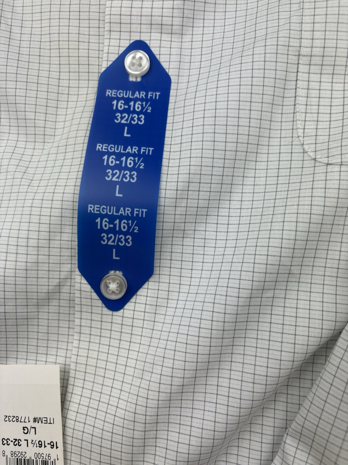 Calvin Klein Men's L White Gray Check Regular Fit Stretch Dress Shirt 16-16.5 thumbnail 6