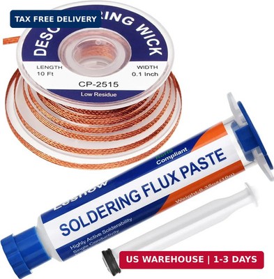 Solder Flux Paste And Solder Wick Braid, No Clean Soldering Flux(10cc) Soldering