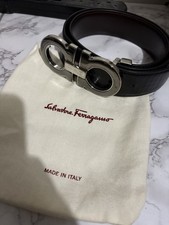 Belt Black and Brown Salvatore Ferragamo Reversible Adjustable Size 32 With Bag