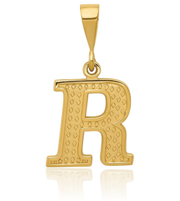 10K massives Gelbgold zierlicher Buchstabe R Initiale Anhänger Halskette 11mm 0,4 Zoll