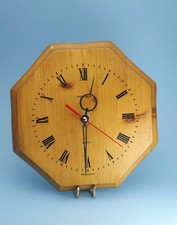 MCM Pine Wood Octagonal Wall Clock  Monarch 8½in