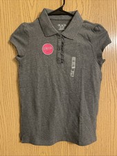 The Children  s Place grey girls' short-sleeve school uniform polo shirt Sz Large