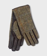 Galise One Fres Hat Women's Leather Wool Chestnut Herringbone Gloves GUDLW.CHH
