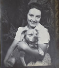 Pretty Woman Holding Her Pet Pit Bull Dog Vintage 1950s Studio Snapshot Photo — photo 2
