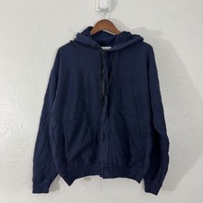 Bulwark FR Hoodie Mens Medium Navy Blue Full Zip Made USA Work Wear