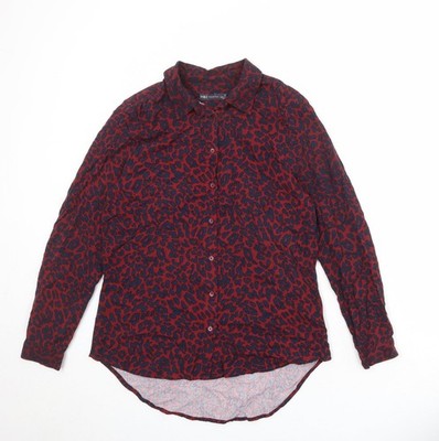 Marks and Spencer Damen Rot Tiermotiv Viskose Basic Knopfleiste Größe 8