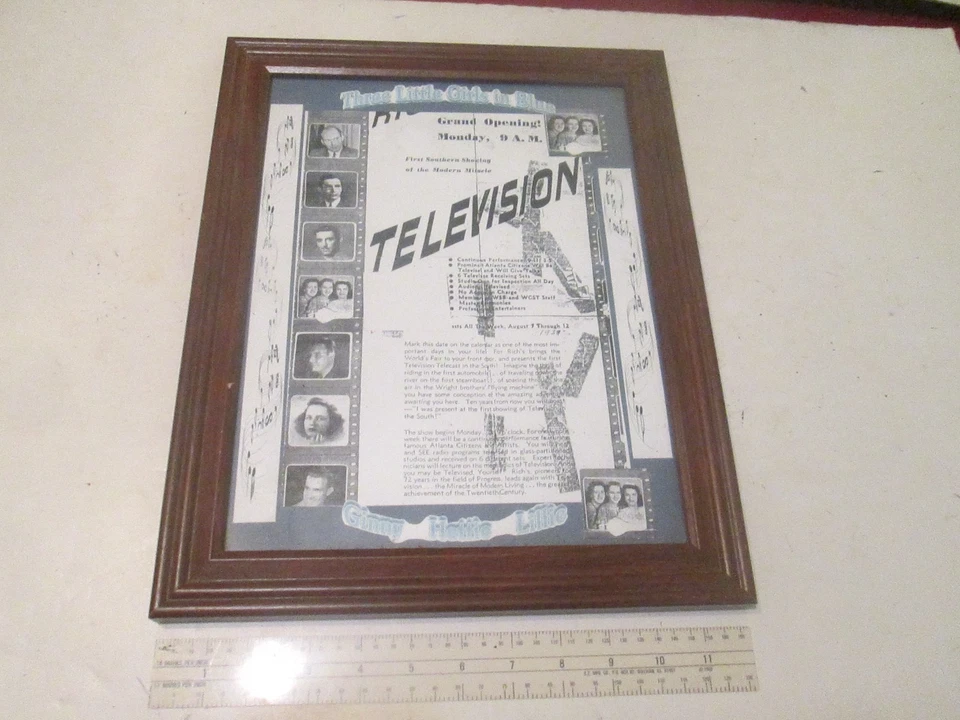 Anuncio coleccionable 1939 reimpresión o copia de la primera emisión de televisión en el sur Foto 2 de 4