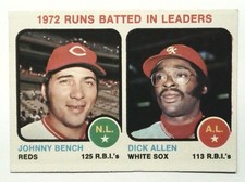 Johnny Bench Dick Allen 1973 Topps RBI Leaders Baseball Card #63 Vintage EX