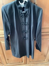 ELEGANT SOLID BLACK CHINESE LONG JACKET. SIZE 8