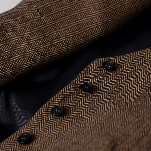 Damen Anzugweste Fischgrät Tweed V-Ausschnitt 4 Knopf Weste Damen Retro Slim... - Bild 7 von 16