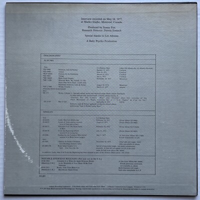 洋楽 Emerson Lake & Palmer on Tour with US 19 EMERSON, LAKE & PALMER Orig. 1977 USA Tour Program; Die-Cut