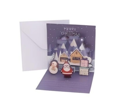 Merry Christmas Winter Scene 3D Pop Up Holiday Paper Greeting Card for Christmas