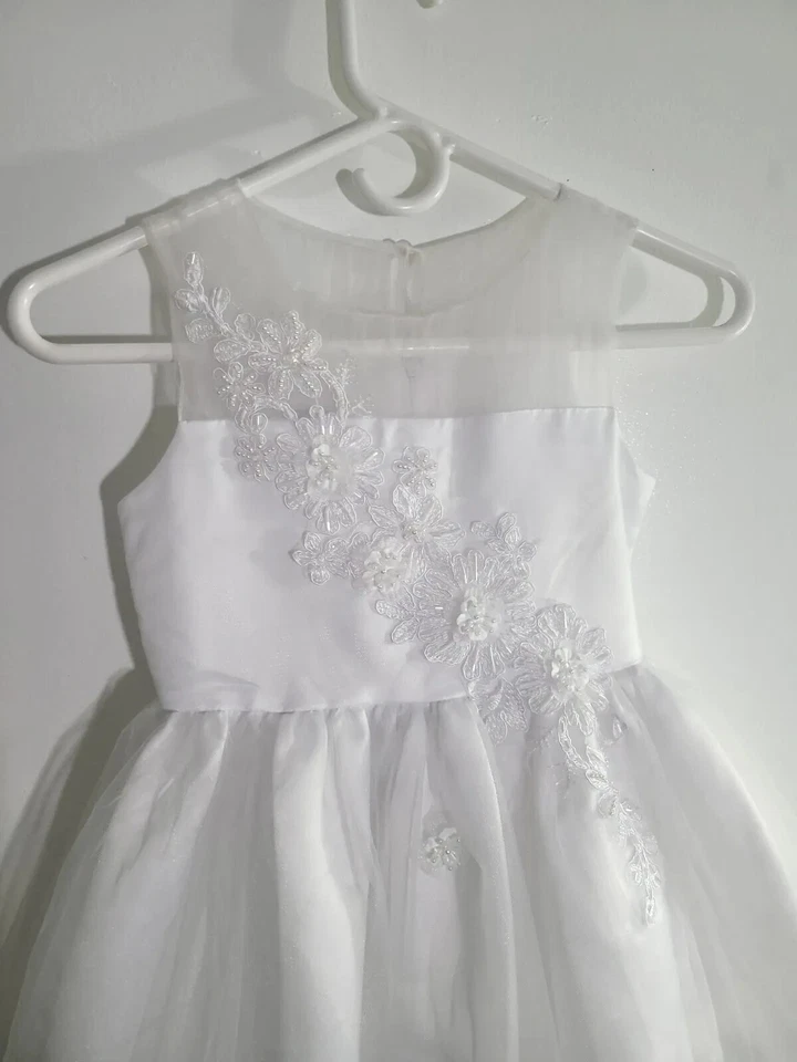 Bonnie Jean Flower Girl Dress White Sequined Aplique Size 8 - Image 4 of 4