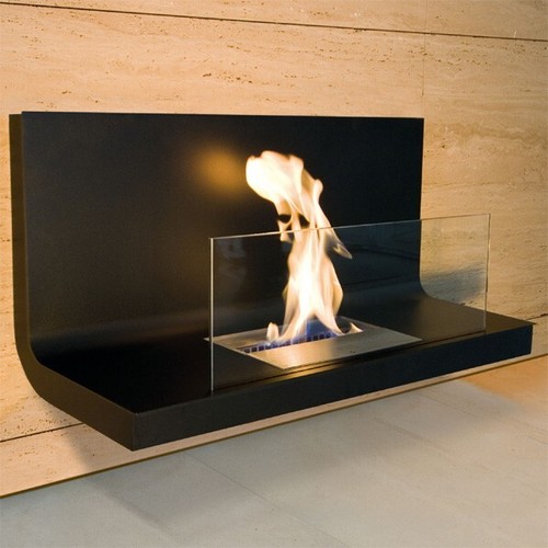 Wall Flame I schwarz Ethanolkamin 80x35x40 cm mit Sicherheitsglas 1,7 Liter - Bild 2 von 2