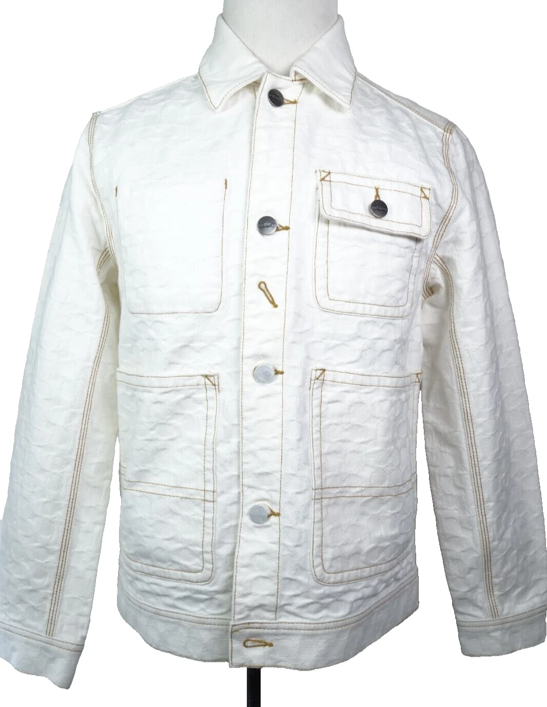 Coach Monogram Giacca Camionista Denim Beige Uomo Taglia XS