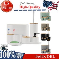 8x Bathroom Holder Set Soap Dispenser Toothbrush Holder Toilet Brush for Office