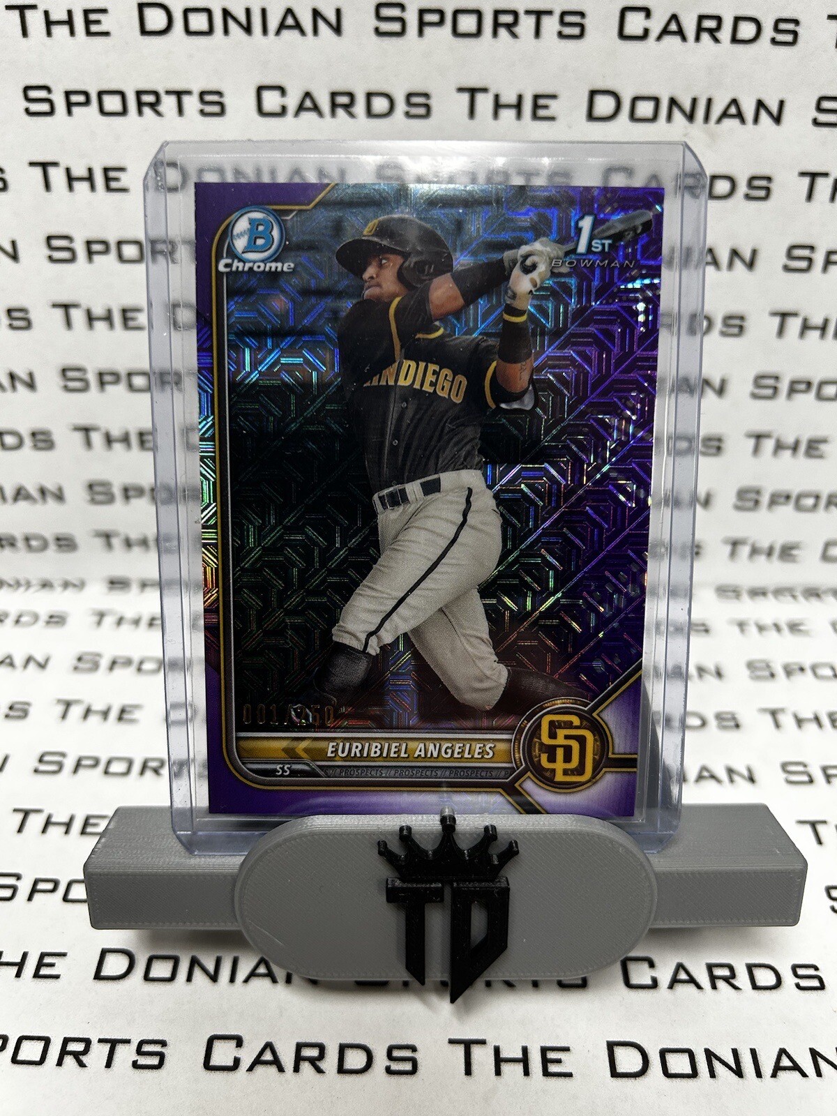 Euribiel Angeles 2022 Bowman Chrome #BCP-32 Refractor Purple /250 Padres