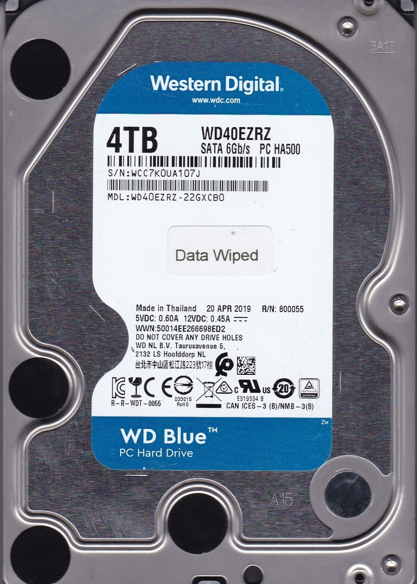 ⑤【動作確認済】Western Digital WD40EZRZ 4TB HDD Western Digital 4TB WD Blue PC Hard Drive with 64MB Cache