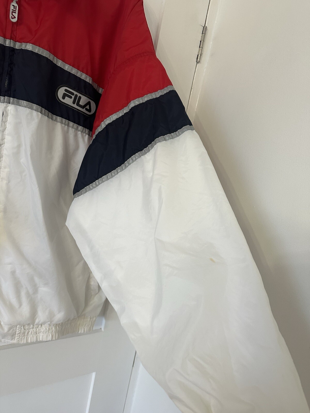 Cappotto giacca a vento vintage FILA y2k rosso navy bianco taglia XXL