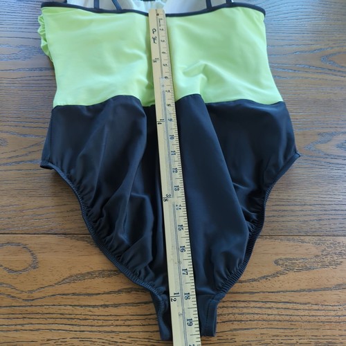 Trimshaper Women's one piece lime green black swimsuit size 14 ruched side - Picture 15 of 15