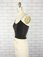 Free People Intimately Black Gold Metallic Sparkle Brami Cami Tank Top XS/S
