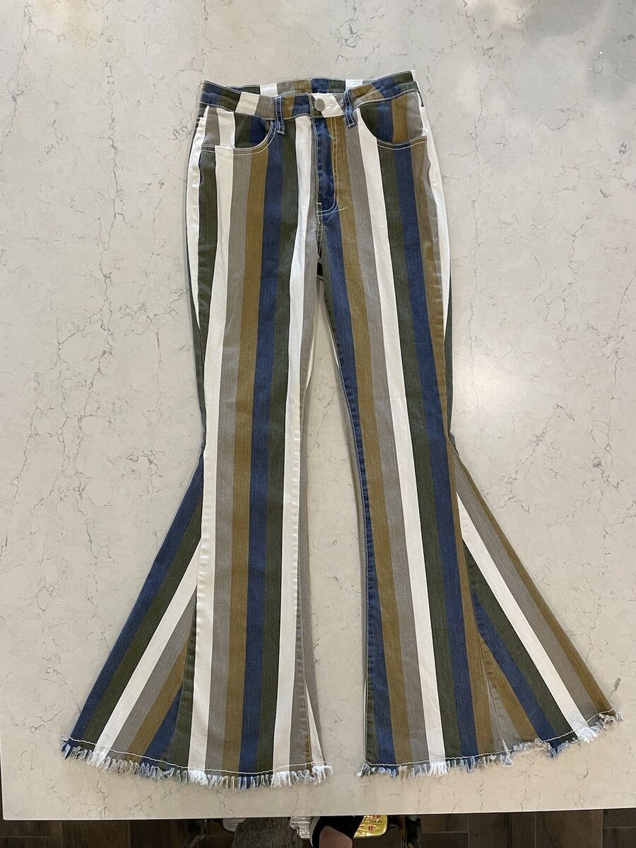 SAINTS & HEARTS Women's size M 26” flare jeans striped SAINTS & HEARTS Women's size M 26” flare jeans striped