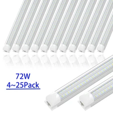 T8 8FT LED Tube Lights 6000K 72W Garage 8 Foot V-Shaped LED Shop Light Fixtures