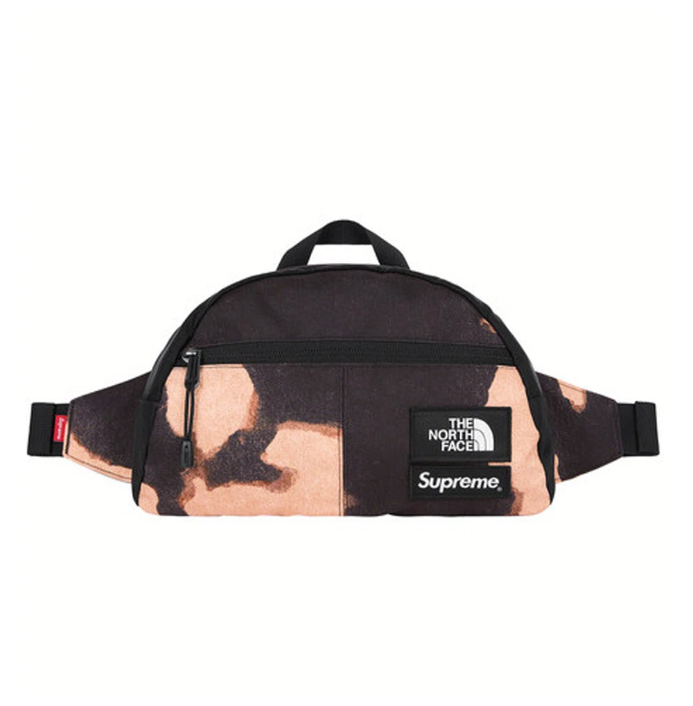 Supreme The North Face Bleached Denim Print Roo II Black with sticker