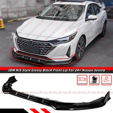 For 2024 Nissan Sentra B18 JDM Style Glossy Black Front Bumper Lip Splitter Kit