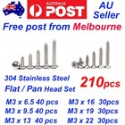 <!--F#f_0-->210pcs M3 304 Stainless Steel Pan Flat Head Self-Tapping Screws Assorted Kit Set<!--F/-->