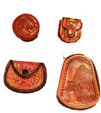 Set 4 Leather Wallet Oganizer Keys Holder Jewelry Coins purse Small Handmade