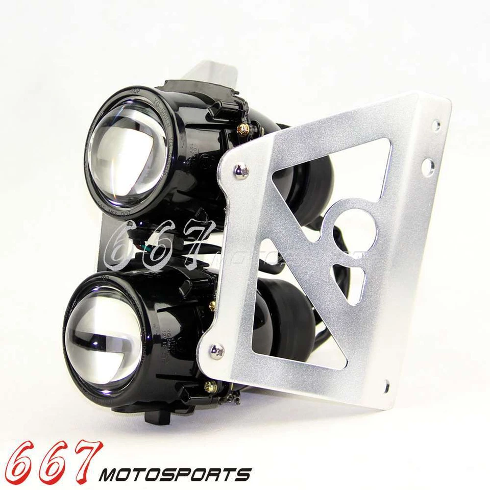 Conjunto de faros apilados dobles para motocicleta con soporte para bicicleta DualSport Naked Foto 4 de 4