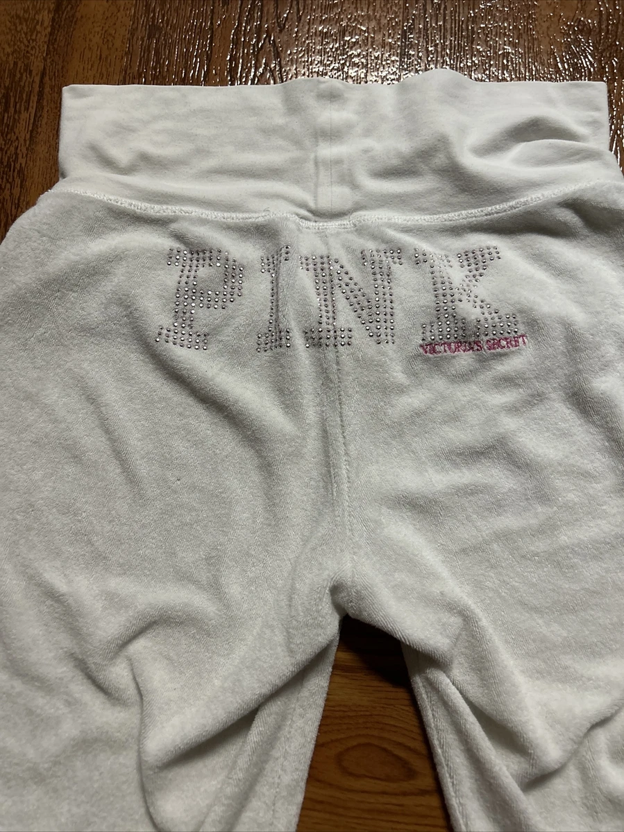 Victoria Secret Pink Bling Rhinestone Crop Capri Sweatpants Terry Cloth  Pants xs