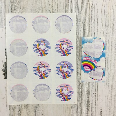 Lot Vtg 1988 Lisa Frank Unicorn Hearts Rainbow 6 Small Sticker Lot