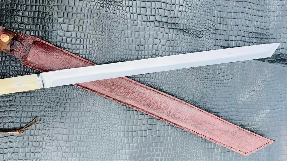 EGKH-21 Inches Blade Tanto Knife-5160 Carbon Steel and Bone Handle - Blacksmith  - Image 2 of 4