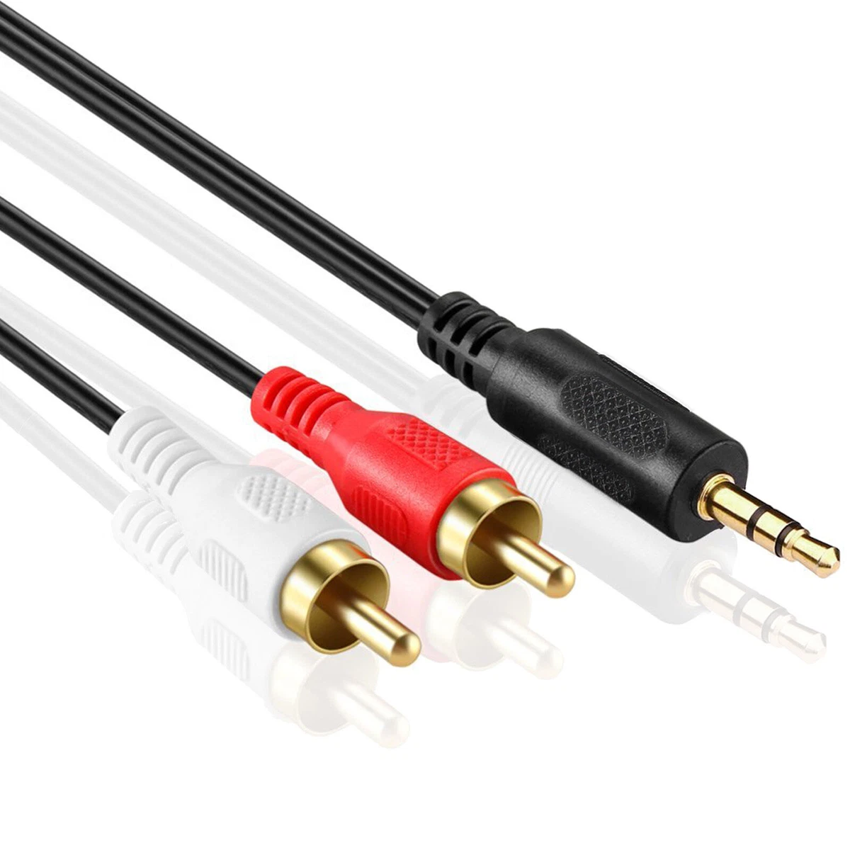 Headphone Jack Plug 3.5mm Aux in to 2 Red White RCA Stereo Audio Y Cord  Cable