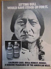 1979 COLORADO SAGE Cologne and After Shave Sitting Bull Would Stand!  print ad